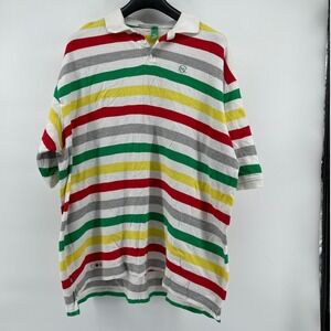 VTG Rocawear Polo Shirt Men's 3XL Big Multicolor Striped Short Sleeve 90s Y2K